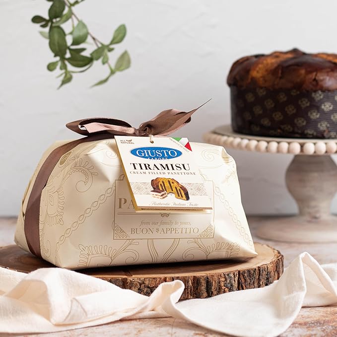 Giusto Sapore Authentic Italian Panettone Filled with Tiramisu Cream - New and Imported from Italy Family Owned - 28.21 oz