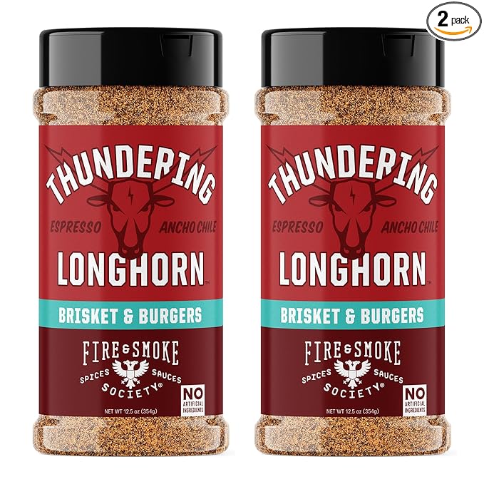 Fire &amp Smoke Society Thundering Longhorn Steak Seasoning | BBQ Rubs Steak Rub for Smoking and Grilling Meat | Brisket Burgers Dry BBQ Rubs and Spices | XL (2-Pack)