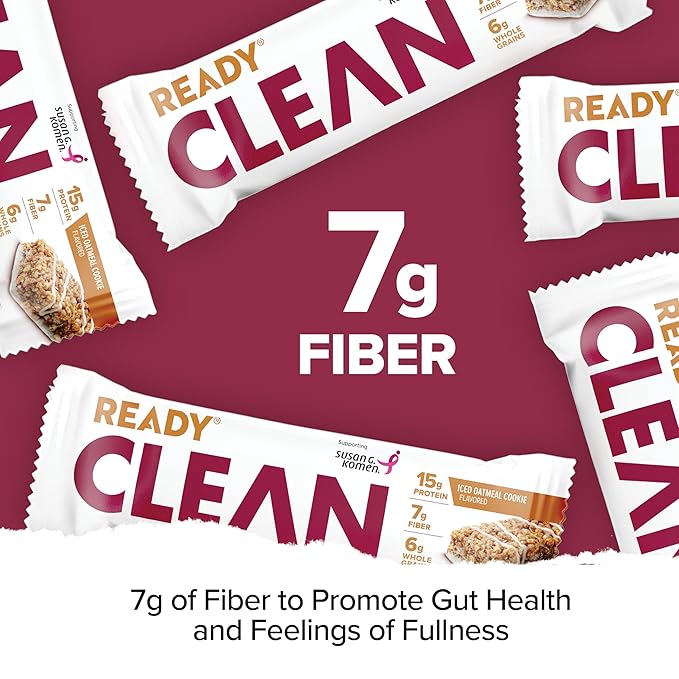 Ready® Protein Bars – High-Protein Snack with 15g Whey Protein With Flaxseeds and Omega-3s for Sustained Energy Supports Lean Muscle and Recovery – Iced Oatmeal Cookie 12 Pack