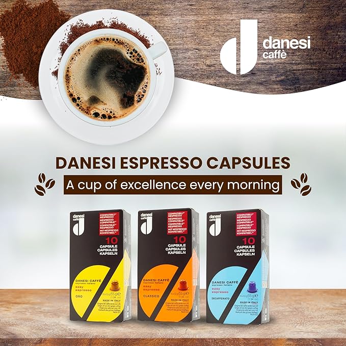 Danesi Caffe Italian Coffee Capsules - Medium Roast Espresso Coffee Pods for Home &amp Office Use - Premium Italian Oro Blend 100-Count Pack