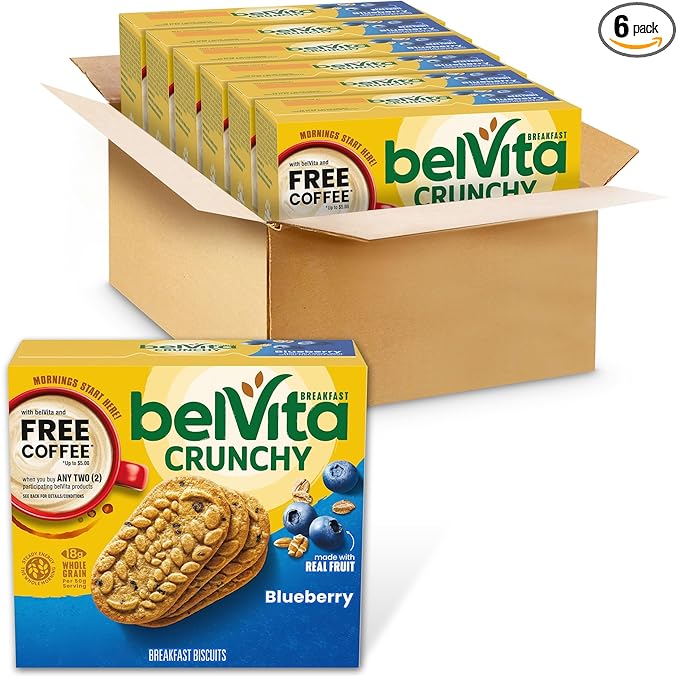 belVita Breakfast Bars Biscuits Blueberry 30 Total Packs 6 Boxes (4 Biscuits Per Pack)