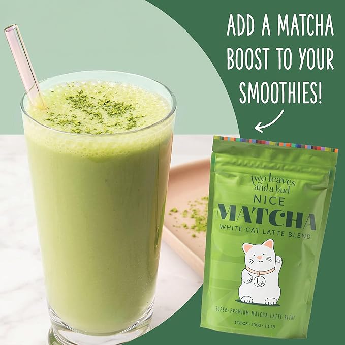 Two Leaves and a Bud Nice Matcha Latte Blend (36 Servings) Japanese Matcha Green Tea Powder 1 Resealable Bag 1.1lb (500g)