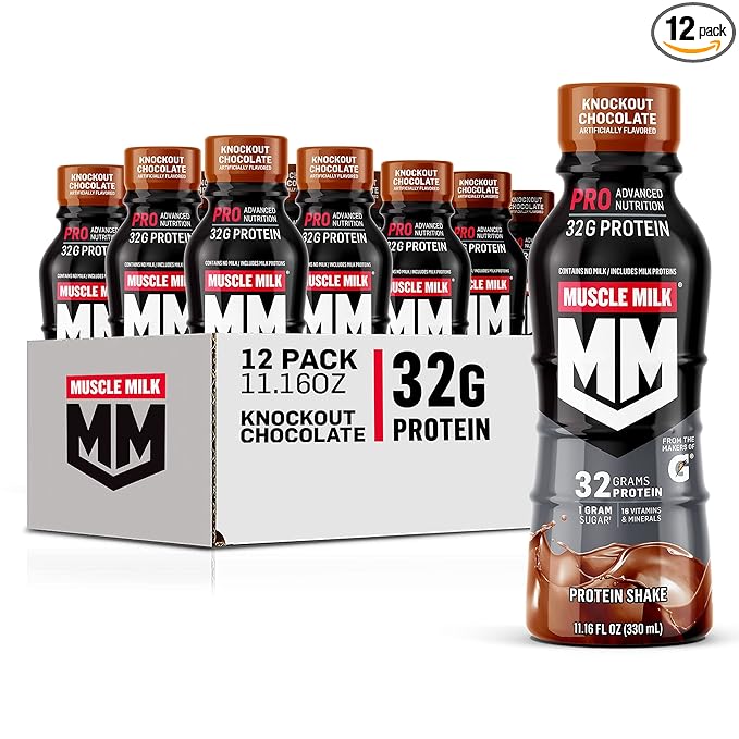 Muscle Milk Pro Series Protein Shake Knockout Chocolate 32g Protein 11.16 Fl Oz (Pack of 12)