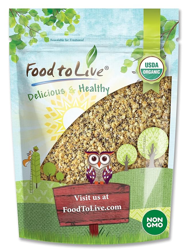 Food to Live Organic FiberFull Flax Hemp and Chia Seeds Blend 5 Pounds with Cold-Milled Flax Non-GMO Bulk. Rich in Omega 3 and Fiber. Perfect for Smoothies Salads Oatmeal