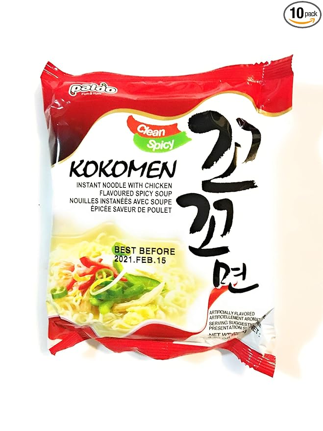 Paldo Kokomen Instant Noodle With Chicken Flavoured Spicy Soup 4.23 Oz(10 Pack)