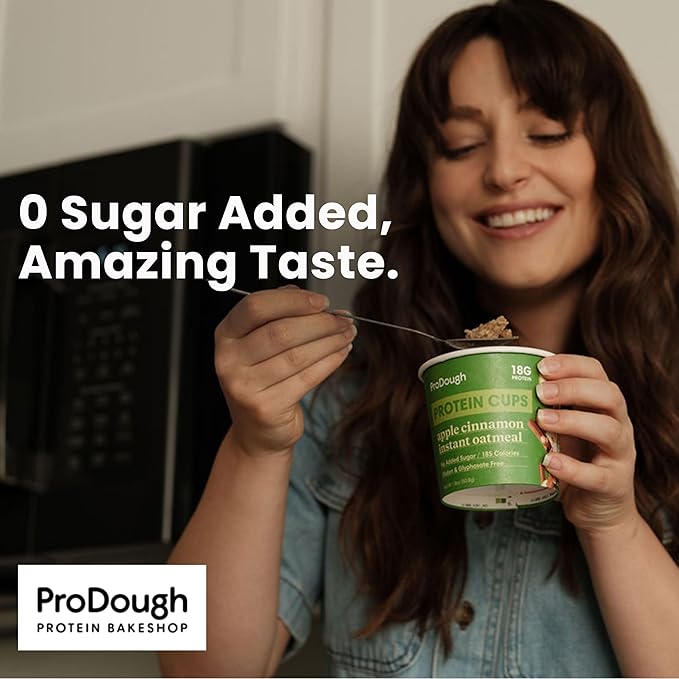 ProDough High Protein Instant Oatmeal Cup 18g of Protein per Serving No Added Sugars Low Carb Healthy Breakfast Cup Incredible Taste (12pk Maple &amp Brown Sugar)