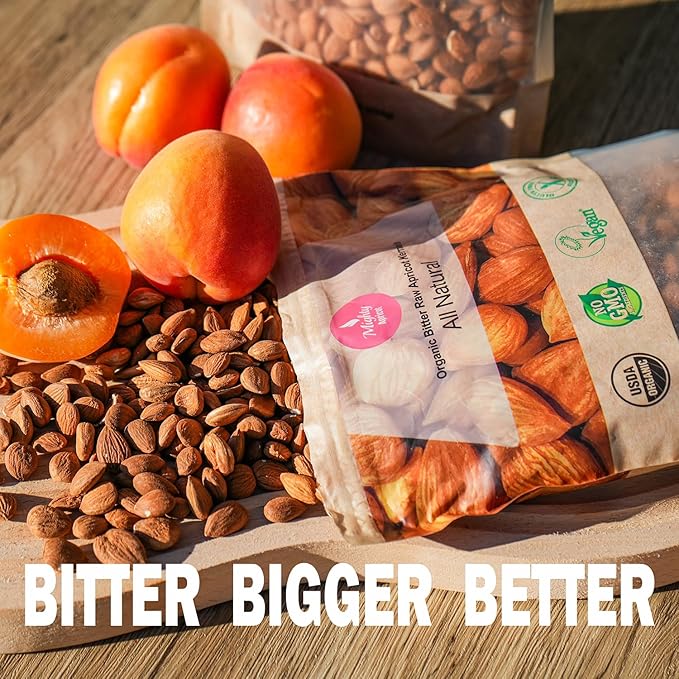 Mighty Apricot USDA Organic Bitter Apricot Kernels(1LB) 16oz Natural Raw Bitter Apricot Seeds Vegan Non-GMO Gluten Free Great source of Vitamin B17 and B15 Maximum 3 Kernels/day