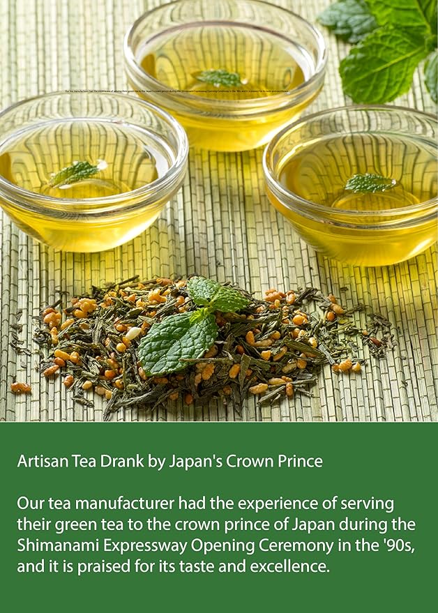 Kawashimaya Organic Genmaicha 35.27 oz (1000g) - Japanese Green Tea with Roasted Brown Rice Loose Leaf Made in Japan