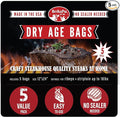 DryAgePro® Dry Age Bags for Meat 12” x 24” Bags for Ribeye and Striploin up to 18 lbs Pack of 5 No Vacuum Sealer Needed Easy-to-Use Steak Aging Kit
