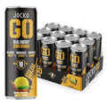 Jocko GO Energy Drink - Keto Vitamin B12 Vitamin B6 Electrolytes L Theanine Magnesium- Energy Boost Sugar Free Nootropic Monk Fruit Blend - 12 Pack (Iced Tea - Lemonade)