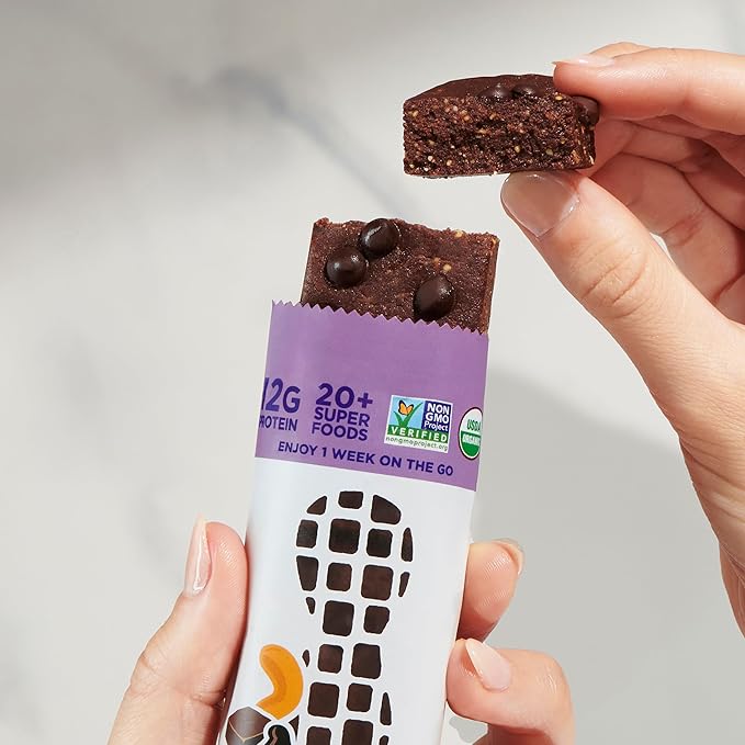 Perfect Bar Chocolate Brownie Protein Bar Organic Gluten Free Soy Free Non GMO No Sugar Alcohols 2.2 Ounce Bar 10 Count