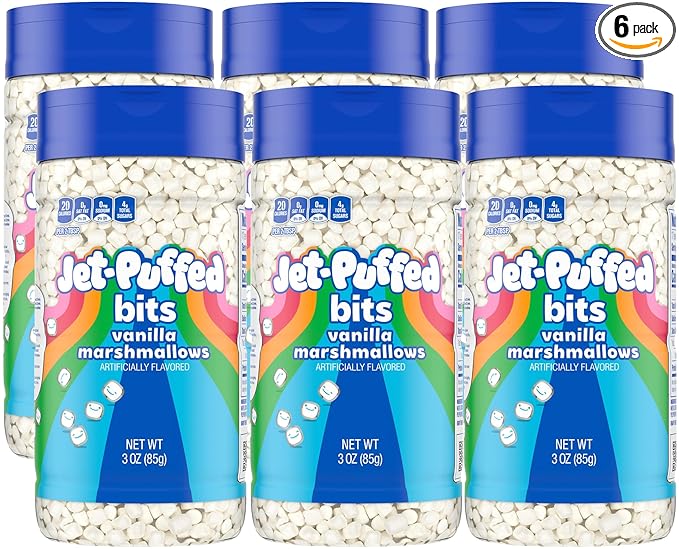 Kraft Jet-Puffed Mallow Bits Vanilla Flavor Marshmallows 3 Ounce (Pack of 6) with Portion Scoop