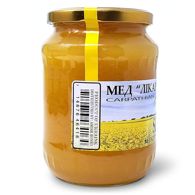 Carpathian Raw Honey Spring Meadow | 100% Pure Unfiltered Unpasteurized Ethically Sourced | Glass Jar 908g