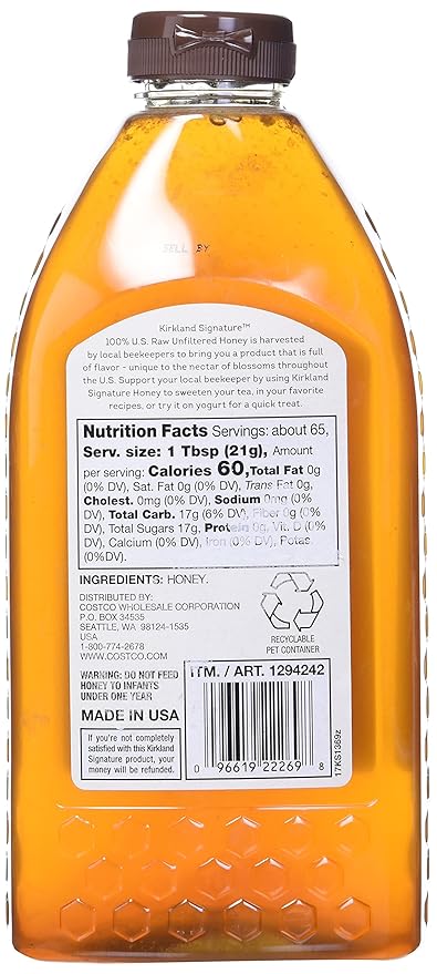 Kirkland Signature Kirkland Signature Raw Unfiltered USA Honey (48 OZ/ 3 LBS) 48 oz(Pack of 1)