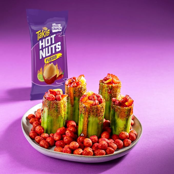 Takis Fuego Hot Nuts 15.02 oz Sharing Size Resealable Bag Hot Chili Pepper &amp Lime Flavored Extreme Spicy Double-Crunch Peanuts
