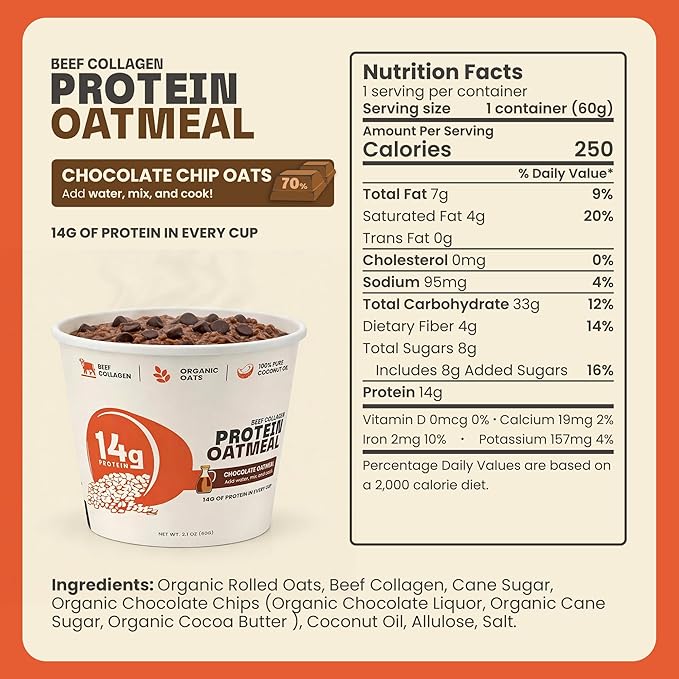 Beef Cakes Protein Breakfast Variety Pack – 12 Pack Instant Protein Pancakes and Oatmeal Cups – 14–16g Protein Beef Collagen Seed Oil Free Dairy Free Quick &amp Easy Breakfast in a Cup