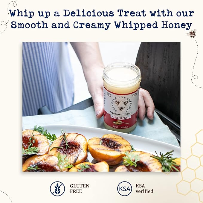 Whipped Honey Gift Set by Savannah Bee - Creamy Smooth Spreadable and absolutely Delicious - 100% Natural and Pure Honey - 12 Oz (Original &amp Cinnamon)