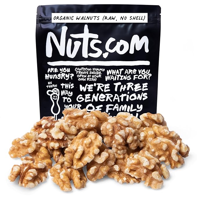 Nuts.com – Organic Walnuts (Raw No Shell) – Healthy Snack for Adults &amp Kids Nutty &amp Slightly Sweet Flavor Good Source of Protein &amp Fiber – Vegan Raw Gluten-Free &amp Kosher Pareve –