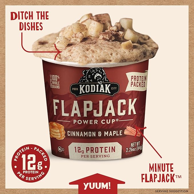 Kodiak Cakes Pancake On the Go Cinnamon and Maple 2.26 Ounce (Pack of 12)