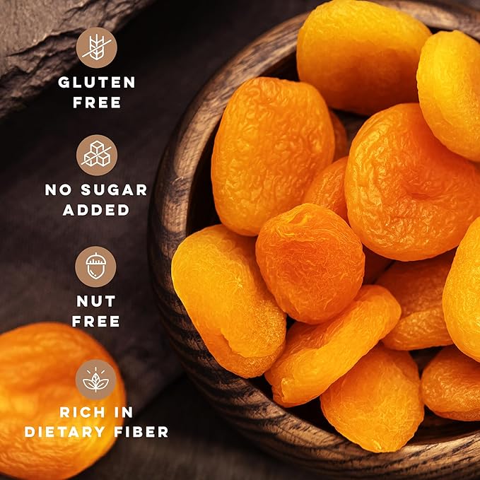 Biomey Big Size Dried Turkish Apricots 2 LB - No Added Sugar - Vegan - Non-GMO - Superfood Healthy Snack - Great Source of Potassium &amp Fiber - Gluten Free Kosher and Vegan