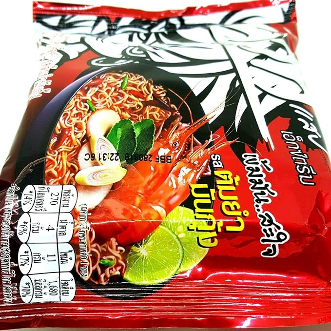 (60g. x 5 Packs) Tom Yum Mun Goong Flavour Quick Cooking Thai Instant Noodles Soup Fest Spicy Food