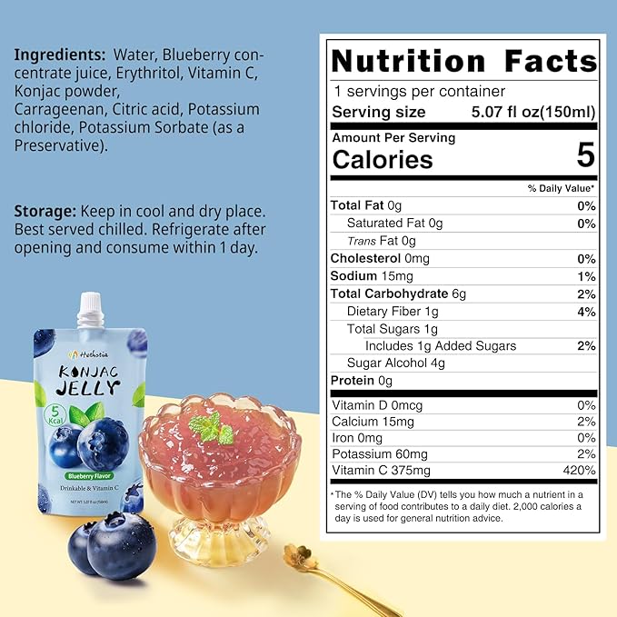 Hethstia High Protein Ramen Soup Chicken Flavor 6-Pack and Konjac Jelly Blueberry Flavor 10 Pouches Drinkable Jelly – Low Calorie Vegan Keto