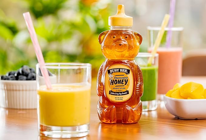 Busy Bee Honey Grade A Filtered Honey 24 Ounce 1.5 LB (Pack of 3 Honey Bears)
