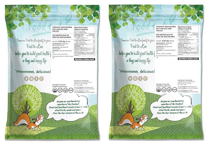 Food to Live Organic Macadamia Nut Halves &amp Pieces 16 Pounds – Non-GMO Raw Shelled Unsalted Kosher Vegan Bulk. Keto Snack. Source of Healthy Fats. Topping for Salad Yogurt Cereal Dessert