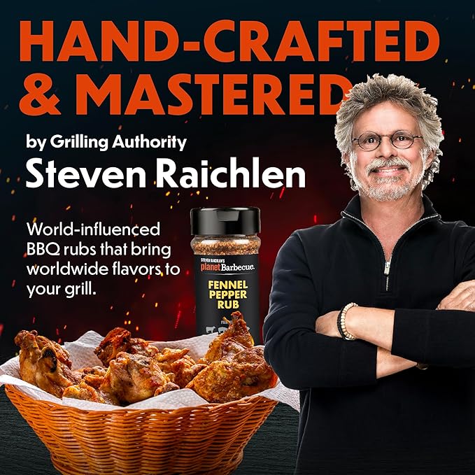 Steven Raichlen's Planet Barbecue Gourmet BBQ Rubs &amp Spices Gift Box 6 Pack- Grill Seasonings Set with Worldwide Flavors- Great Grilling Gift for Men