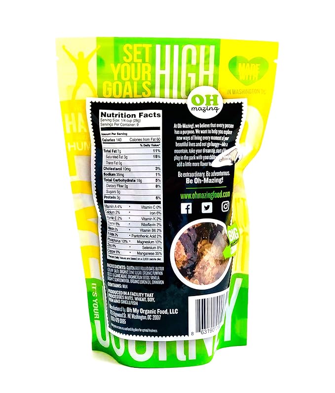 Oh-Mazing Granola Snack Gluten-Free Nut-free No Soy No Preservatives Small Batch 3 Count 9 oz Bags (Lemon Bar)