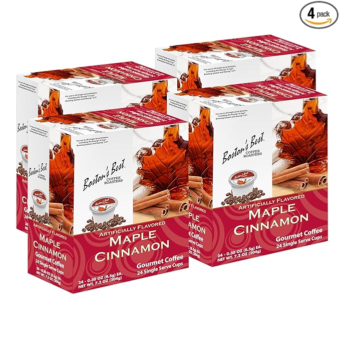Boston’s Best - Maple Cinnamon Flavored Delicious Gourmet Coffee Compatible with Keurig Coffee Maker 24 Count (Pack of 4)