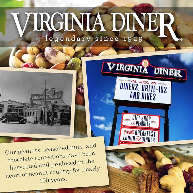 Virginia Diner Honey Roasted Cashew - Jumbo Honey Roasted Gourmet Cashews Gift Tin Non-GMO Preservative Free Gifts from Virginia Since 1929-18 Oz Can