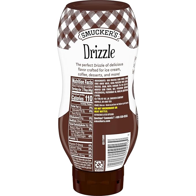 Smucker’s Drizzle Chocolate Flavored Syrup 20 Oz. Squeeze Bottles (Pack of 12)
