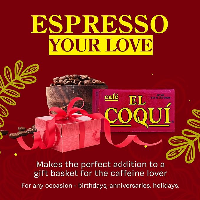 El Coquí Dark Roast Espresso Ground Coffee Rich Ground Coffee Bulk Coffee Authentic Puerto Rican Style Coffee Vacuum Sealed Ground Espresso Beans 8.83 oz (24 pack)