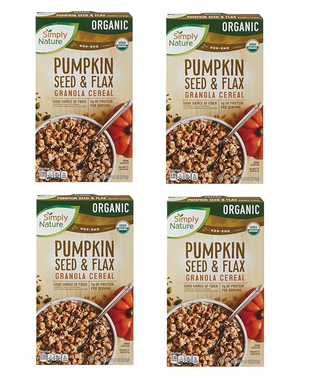 4-PACK Organic Pumpkin Seed &amp Flax Granola Cereal 11.5 oz