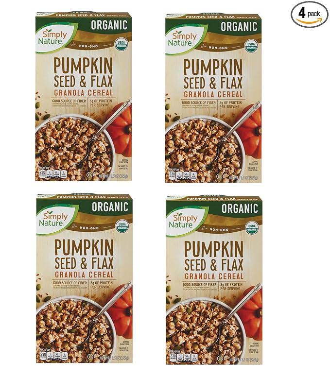 4-PACK Organic Pumpkin Seed &amp Flax Granola Cereal 11.5 oz