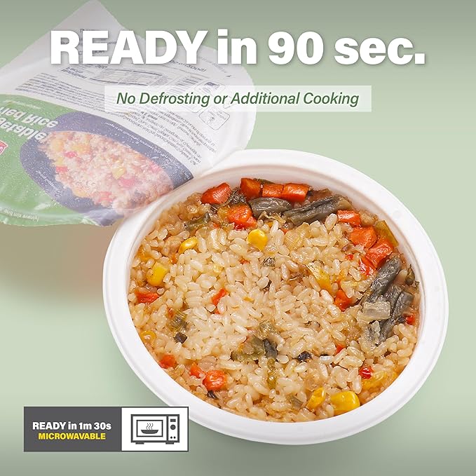 [KCHELIN] Microwaveable Korean Vegetable Fried Rice (Pack of 6) Korean Food Instant Quick &amp Delicious Shelf- Stable On-the-Go Meals 7.05 oz per Bowl
