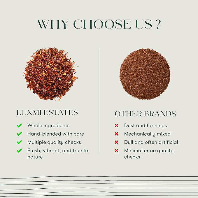 Luxmi Estates Rooibos Vanilla Organic Rooibos Tea (50 Tea Bags) Caffeine Free Tea Bags Herbal Tea
