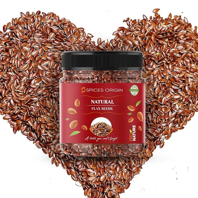 Spices Origin Raw Flax Seeds Eating Rich with Fiber 250g - Alsi Seeds Premium Raw Flax Seeds Rich in Omega Diet Food_Packing May Vary