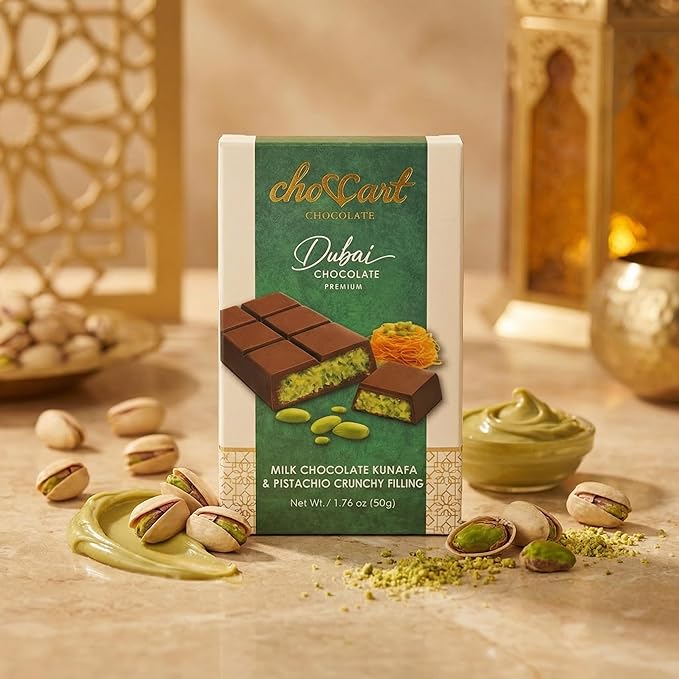 choccart Pistachio Dubai Chocolate Bars – 4 Pack Bundle | Premium Milk Chocolate with Pistachio Filling | 4 x 20g | Made in UAE