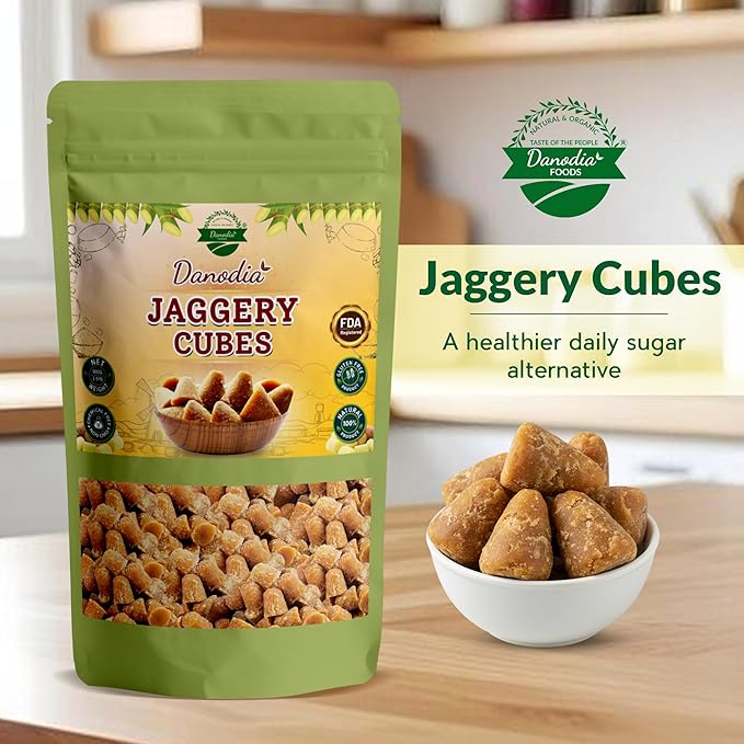 Danodia Foods Pure Jaggery Cubes (900g/1.98 lb) | Natural Desi Gud/Gur Made of Sugarcane | Chemical-Free Unrefined Sweetener for Cooking &amp Beverages | No Chemicals or Artificial Additives
