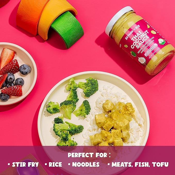 Beyond the Bib All Natural Toddler Sauces for Picky Eaters - Hidden Vegetables No Added Sugar Quick &amp Healthy Mealtime Solution - For 24+ Months (Thai Coconut Sauce - 3 Pack)