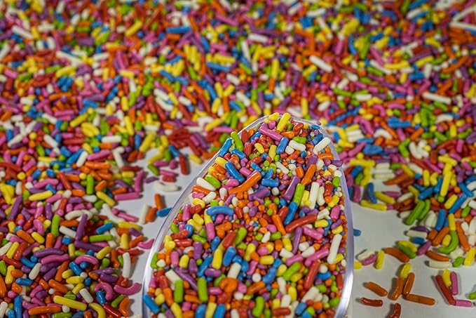 100% NATURAL RAINBOW SPRINKLES - NATURAL COLOR DAIRY FREE NUT FREE GLUTEN FREE SOY FREE VEGAN EGG FREE AND KOSHER 1.5 LBS. CUPCAKE AND CAKE TOPPERBULK CANDY RESEALABLE CONTAINERCOLORFUL