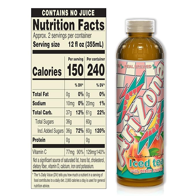 AriZona Peach Tea 20 Fl Oz (Pack of 24)