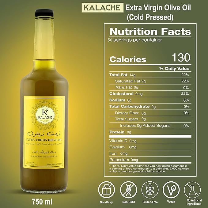 KALACHE Extra Virgin Olive Oil 750ml Glass Bottle Cold Pressed Premium Quality