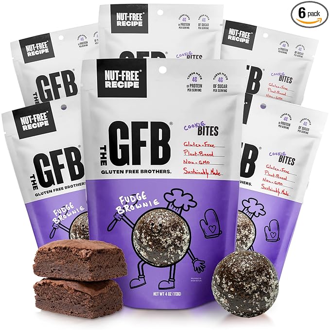 The GFB Fudge Brownie Cookie Protein Bites - Allergen Friendly &amp Nut Free - Gluten Free Plant Based Non GMO Sustainably Made – Ridiculously Tasty Healthy Protein Energy Balls 4 oz (6 Count)