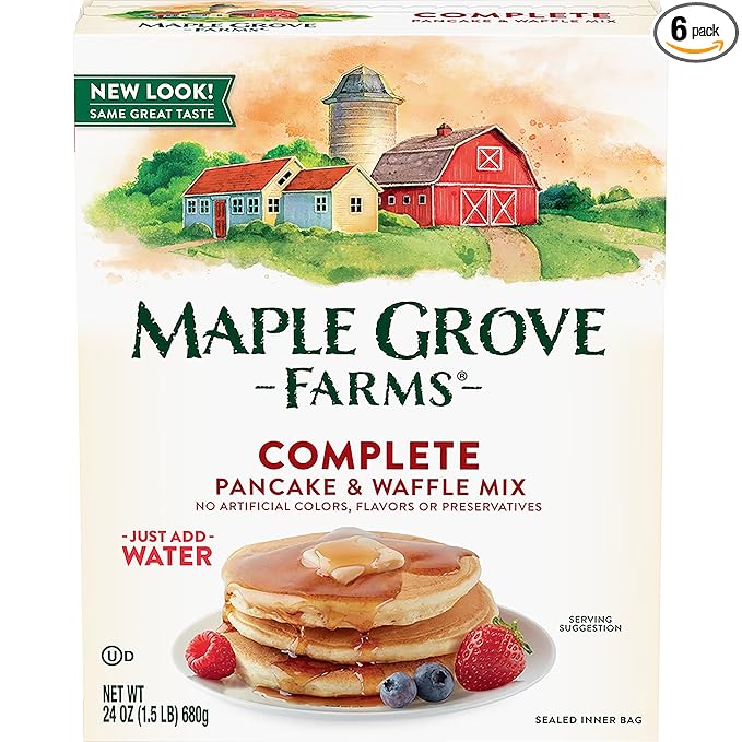 Maple Grove Farms Complete All Natural Pancake &amp Waffle Mix 24 Ounce (Pack of 6)