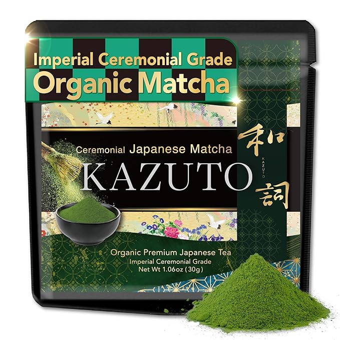 Kazuto Imperial Ceremonial Grade Matcha Green Tea Powder - Premium First Harvest Single Origin USDA Organic Gluten-Free Vegan 100% Pure Unsweetened No Additives from Shizuoka 1.06oz
