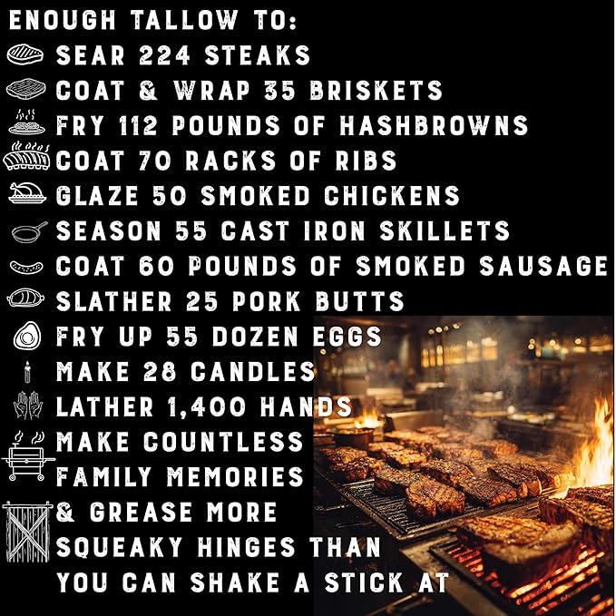 LeRoy’s Rocky Mountain Beef Tallow – 7 lbs Bucket – 100% Pure Rendered Beef Fat for Cooking Frying &amp Grilling – High Smoke Point – Keto Paleo &amp Carnivore Diet Friendly – No Additives USA Ma