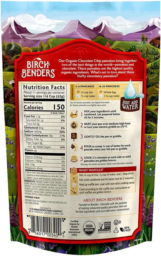 Birch Benders Pancake and Waffle Mix Variety: (Pack of 4) Organic Classic Blueberry Organic Confetti Organic Chocolate Chip